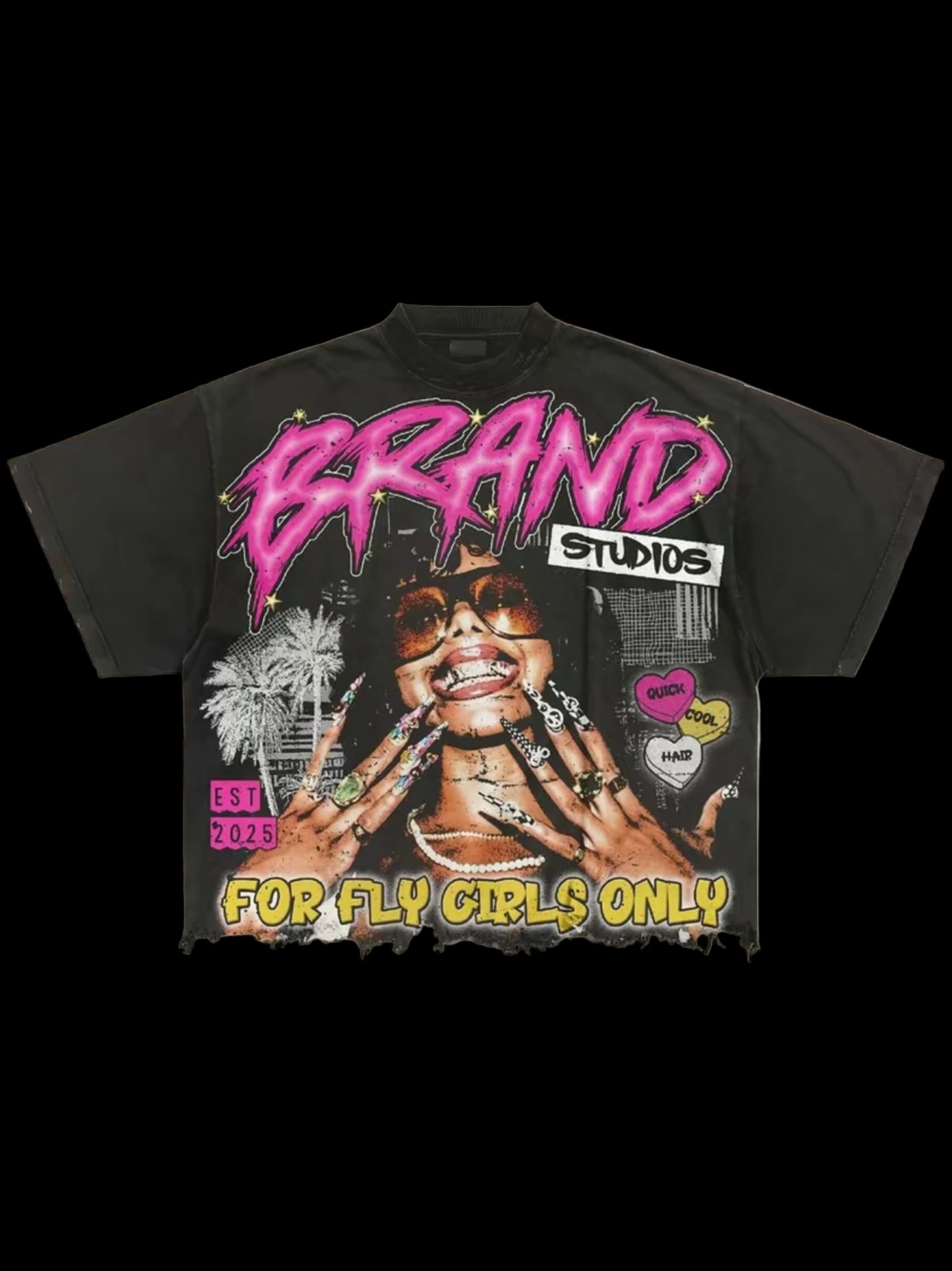 Bold Graffiti  Tee "Fly Girls Only" Slogan