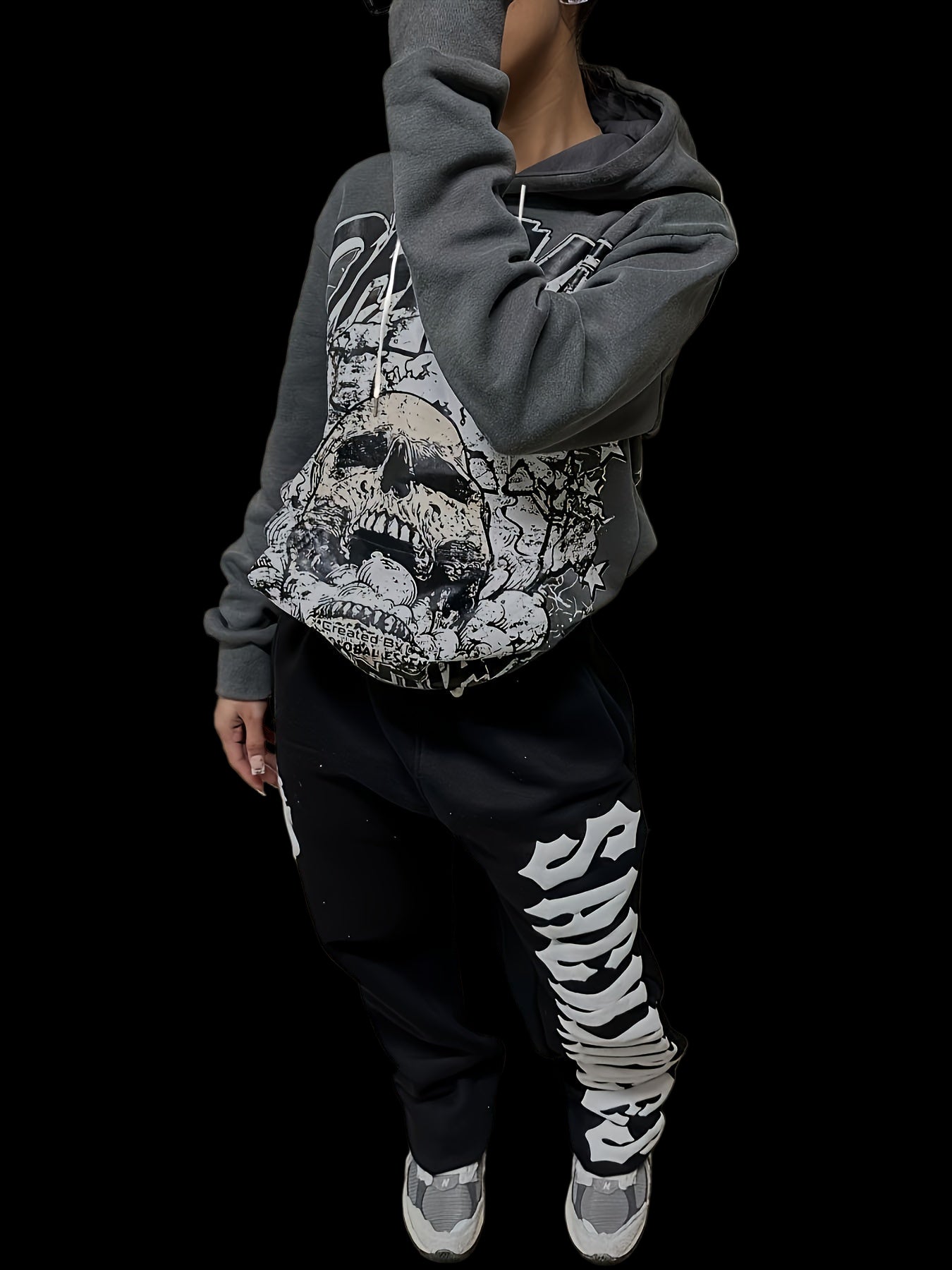 Street Style Long Sleeve Printed Two-Piece Set