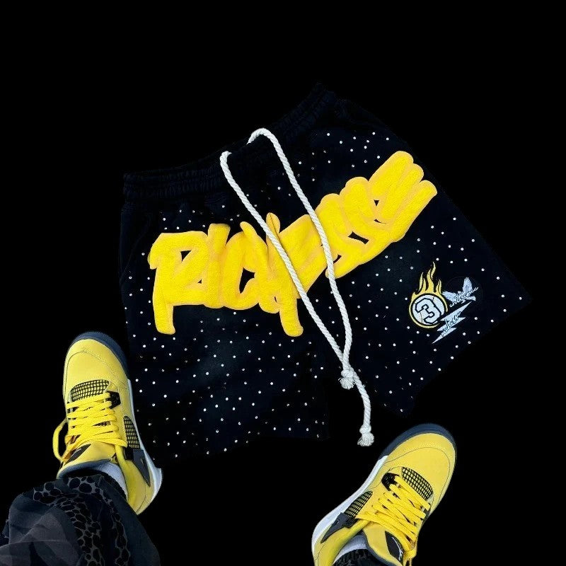 Shorts Rhinestone Letter