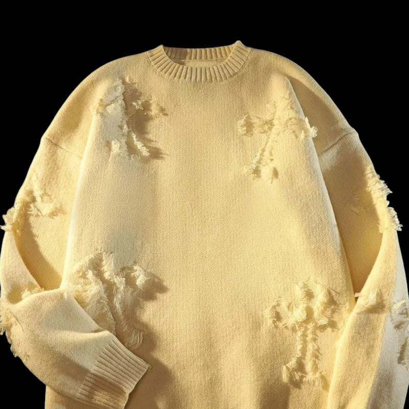 Hole Fringed Sweater