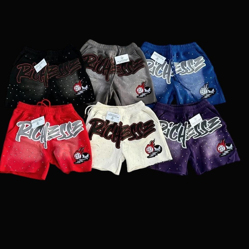 Shorts Rhinestone Letter