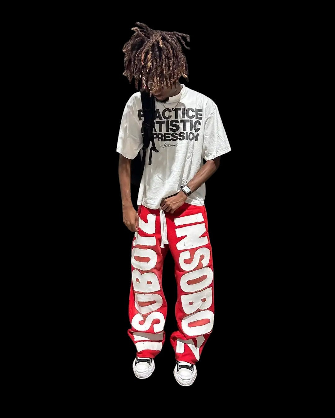 Retro Letter Patch Baggy Jogging Pants