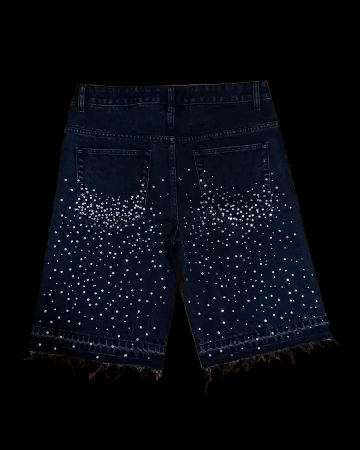 Cross Rhinestone Denim Shorts