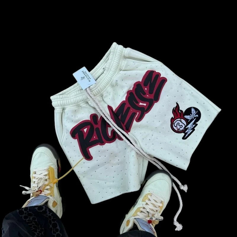 Shorts Rhinestone Letter