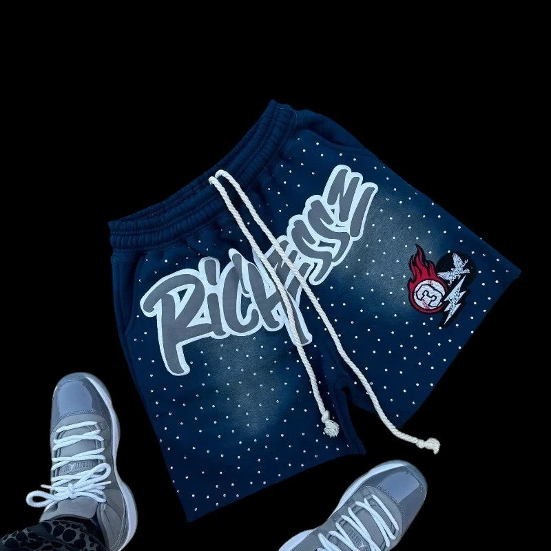 Shorts Rhinestone Letter