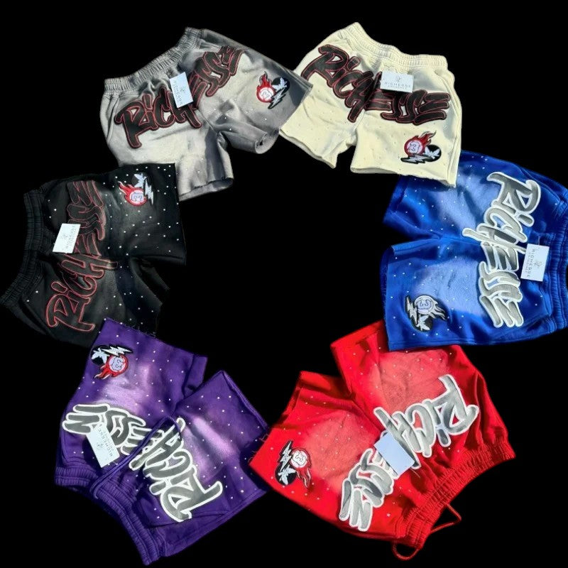 Shorts Rhinestone Letter