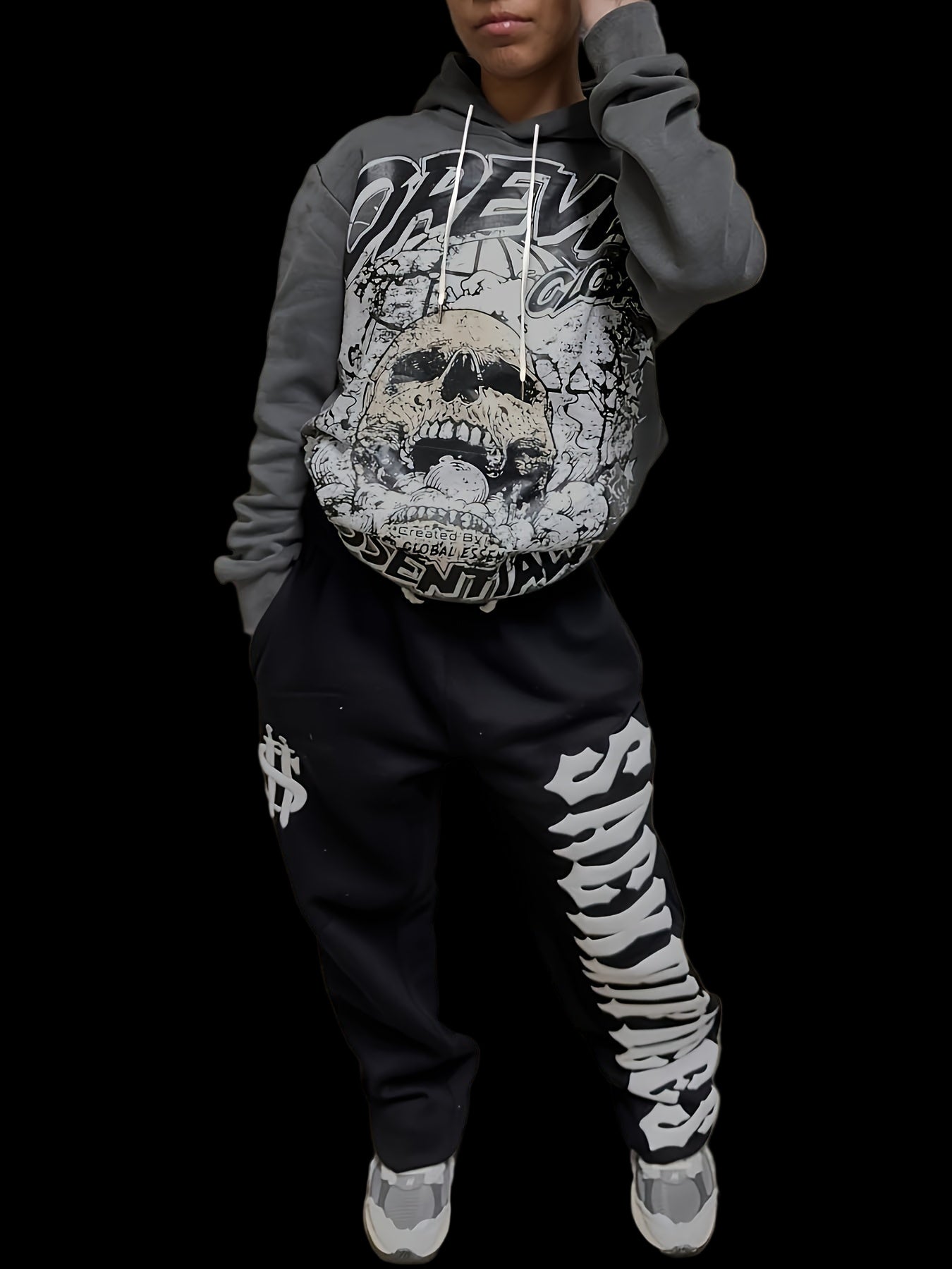 Street Style Long Sleeve Printed Two-Piece Set