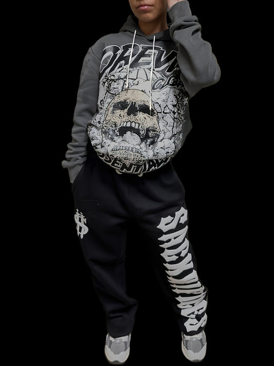 Street Style Long Sleeve Printed Two-Piece Set